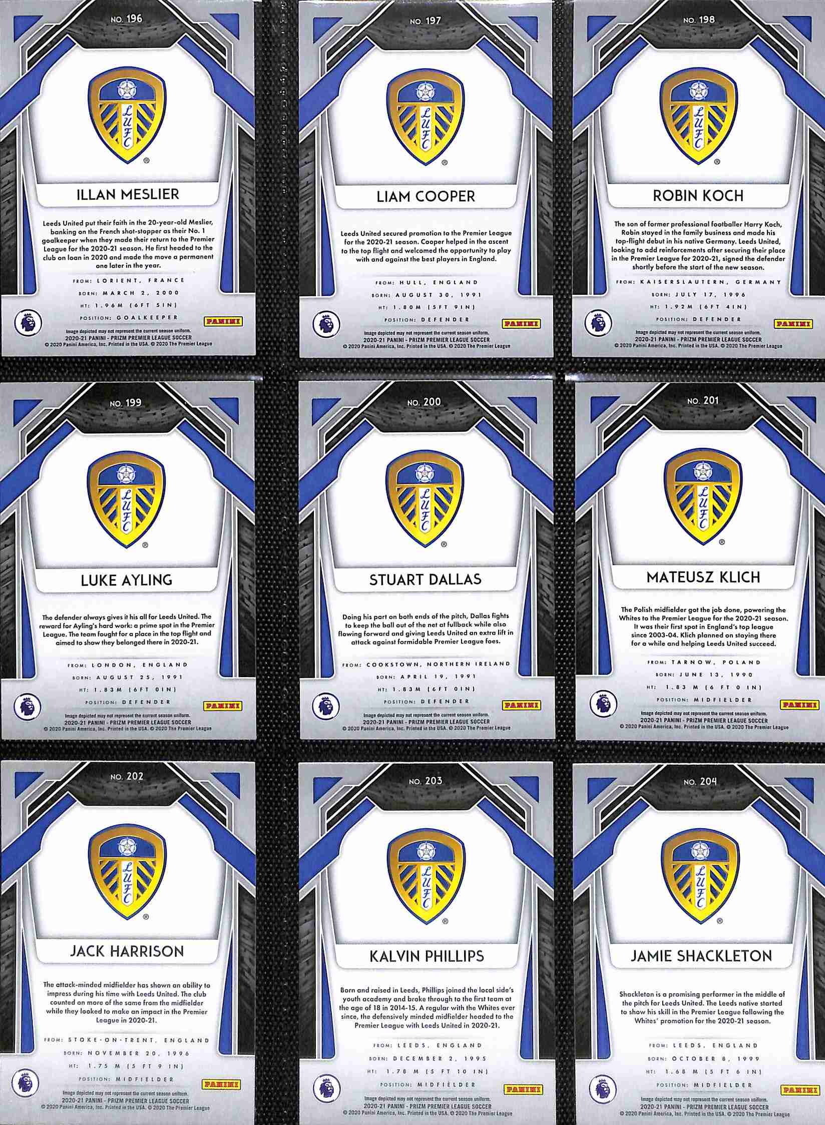 Leeds 2020-21 Premier League Team Set - Panini Prizm Page 1