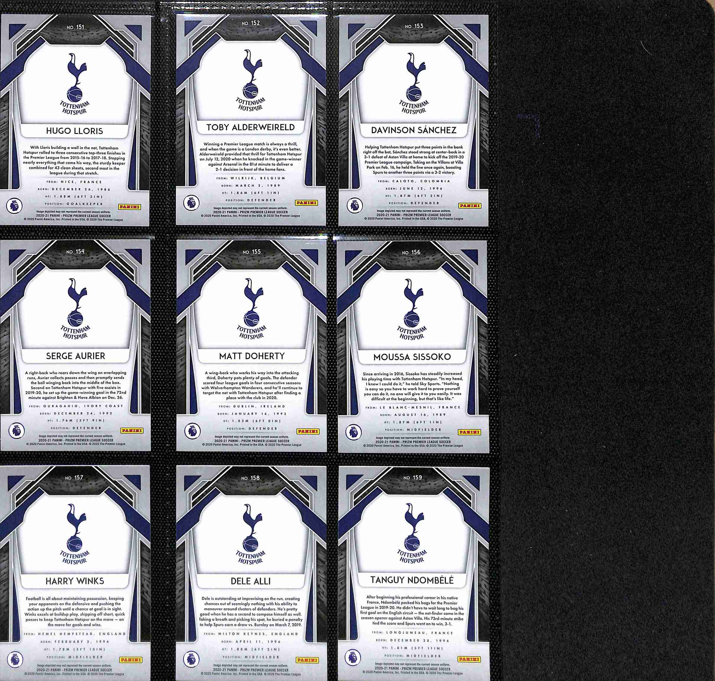 Spurs 2020-21 Premier League Team Set - Panini Prizm Page 1