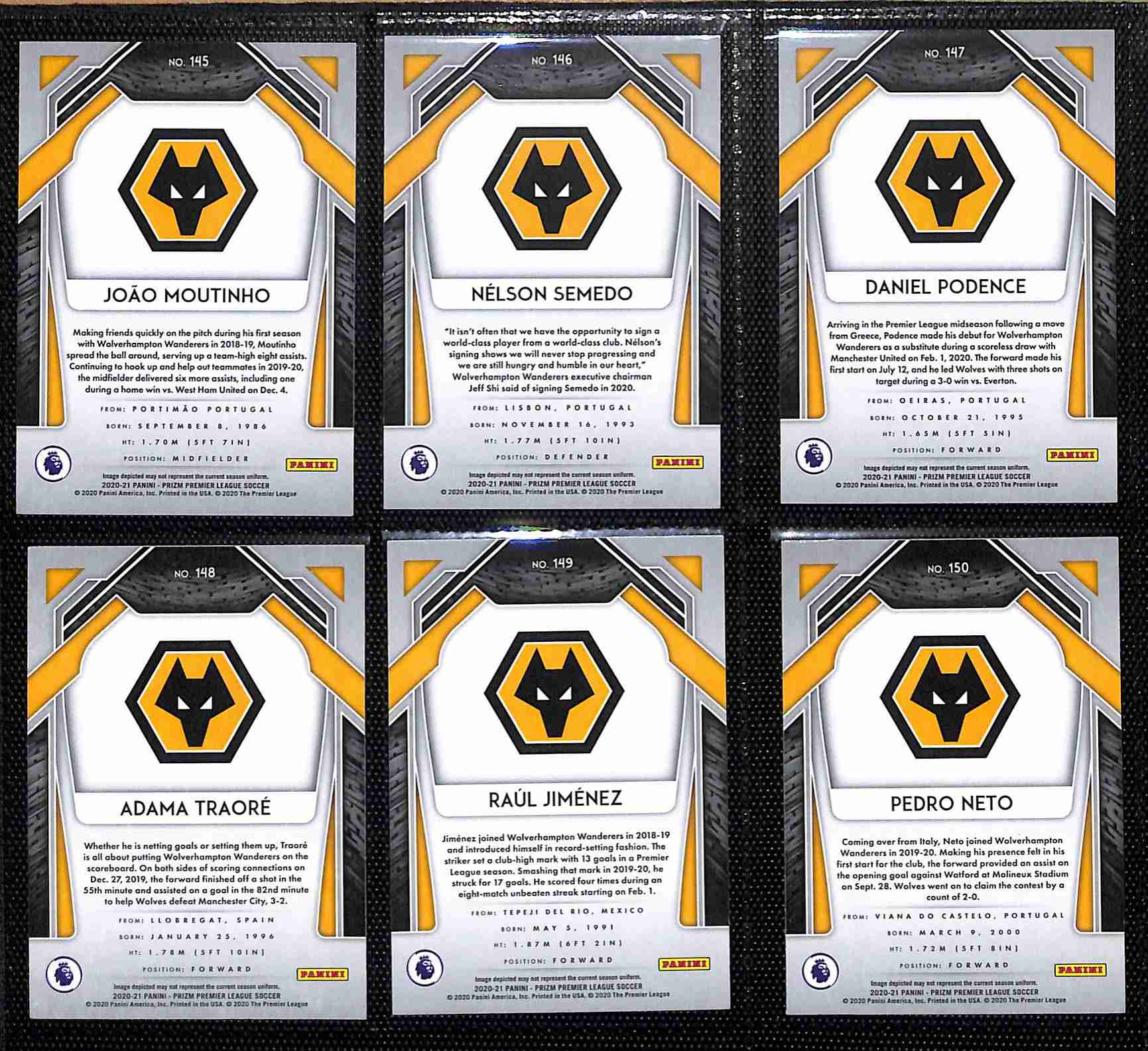 Wolves 2020-21 Premier League Team Set - Panini Prizm Page 2