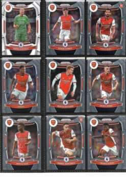 Arsenal 2021-22 Panini Prizm Premier League team set page 1 showing card fronts