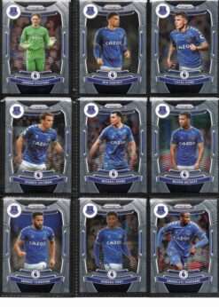 Everton 2021-22 Panini Prizm Premier League team set page 1 showing card fronts