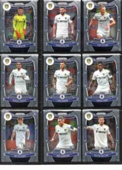 Leeds United 2021-22 Panini Prizm Premier League team set page 1 showing card fronts