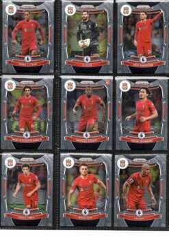 Liverpool 2021-22 Panini Prizm Premier League team set page 1 showing card fronts