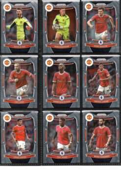 Manchester United 2021-22 Panini Prizm Premier League team set page 1 showing card fronts
