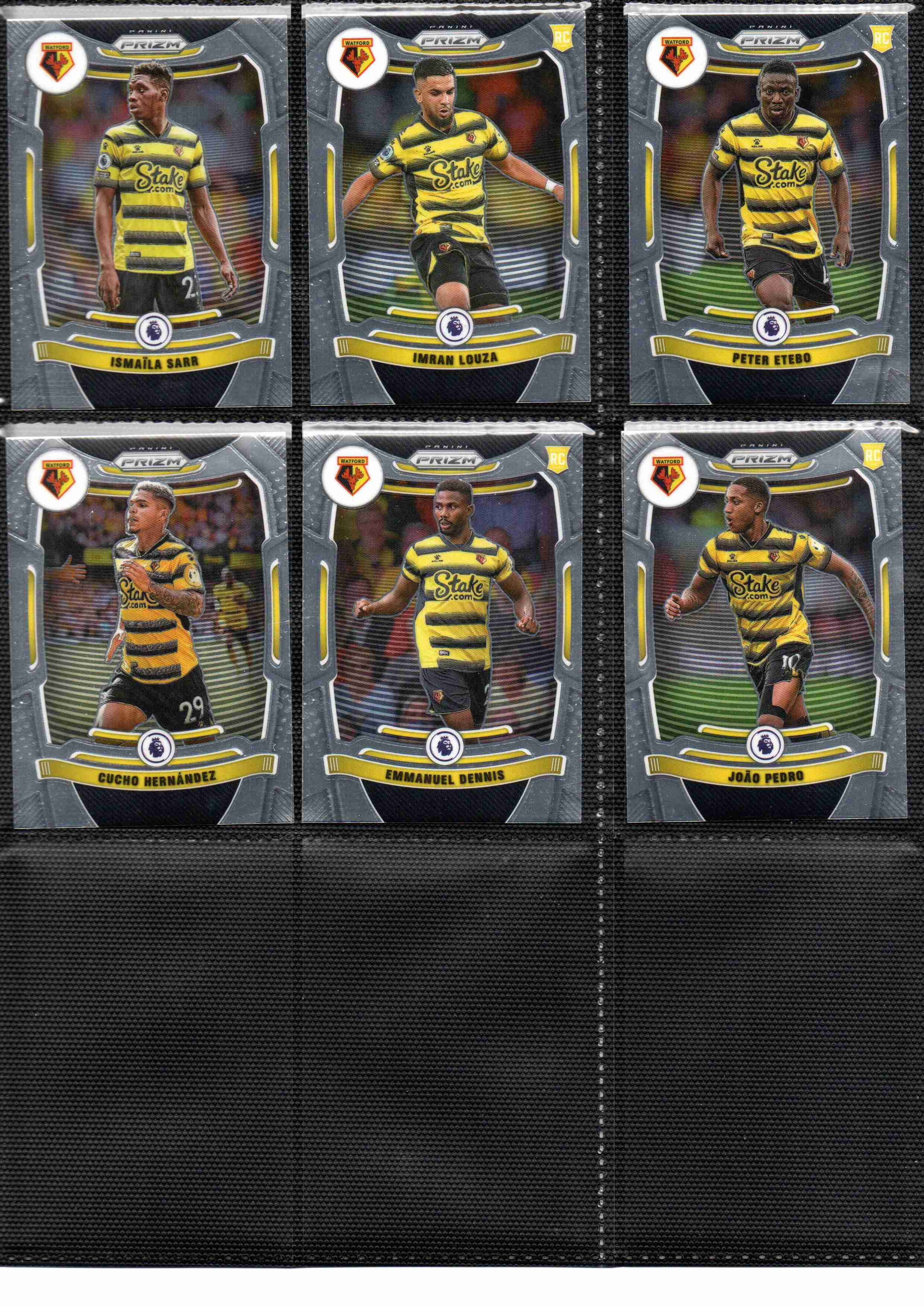 Watford 2021-22 Panini Prizm Premier League team set page 2 showing card fronts