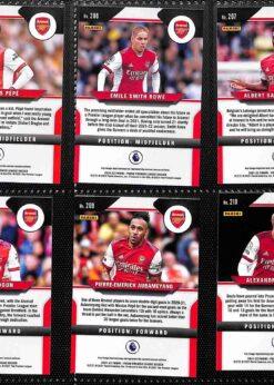 Arsenal 2021-22 Panini Prizm Premier League team set page 2 showing card reverse side