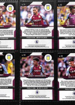 Aston Villa 2021-22 Panini Prizm Premier League team set page 2 showing card reverse side
