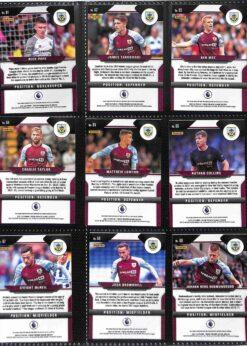 Burnley 2021-22 Panini Prizm Premier League team set page 1 showing card reverse side