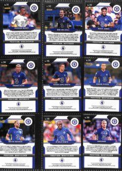 Chelsea 2021-22 Panini Prizm Premier League team set page 1 showing card reverse side