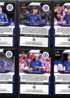 Chelsea 2021-22 Panini Prizm Premier League team set page 2 showing card reverse side