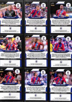 Crystal Palace 2021-22 Panini Prizm Premier League team set page 1 showing card reverse side