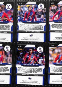Crystal Palace 2021-22 Panini Prizm Premier League team set page 2 showing card reverse side