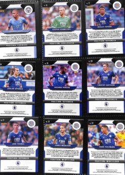 Leicester City 2021-22 Panini Prizm Premier League team set page 1 showing card reverse side