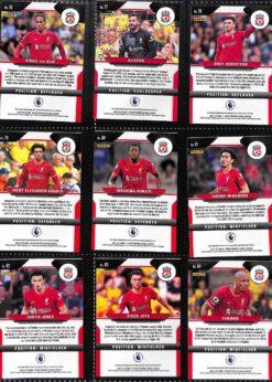 Liverpool 2021-22 Panini Prizm Premier League team set page 1 showing card reverse side