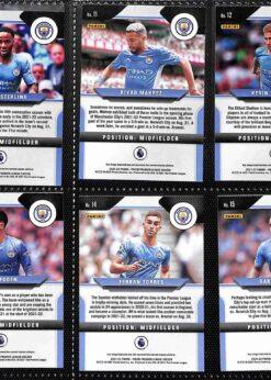 Manchester City 2021-22 Panini Prizm Premier League team set page 2 showing card reverse side