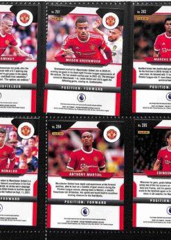 Manchester United 2021-22 Panini Prizm Premier League team set page 2 showing card reverse side