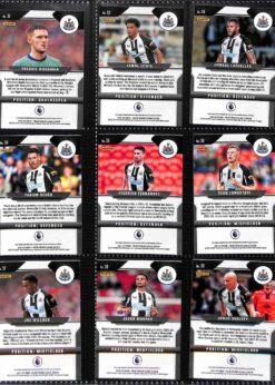 Newcastle United 2021-22 Panini Prizm Premier League team set page 1 showing card reverse side