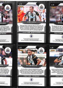 Newcastle United 2021-22 Panini Prizm Premier League team set page 2 showing card reverse side