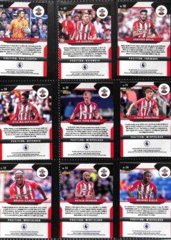Southampton 2021-22 Panini Prizm Premier League team set page 1 showing card reverse side