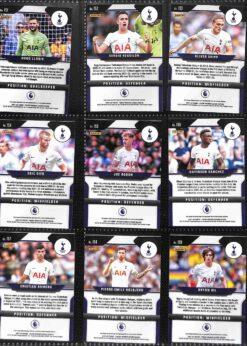 Tottenham Hotspur 2021-22 Panini Prizm Premier League team set page 1 showing card reverse side