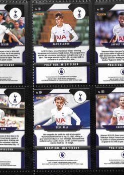 Tottenham Hotspur 2021-22 Panini Prizm Premier League team set page 2 showing card reverse side