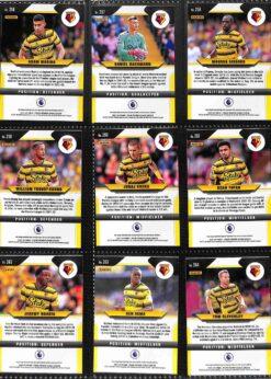 Watford 2021-22 Panini Prizm Premier League team set page 1 showing card reverse side
