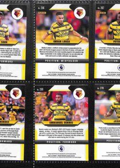 Watford 2021-22 Panini Prizm Premier League team set page 2 showing card reverse side