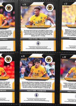 Wolverhampton Wanderers 2021-22 Panini Prizm Premier League team set page 2 showing card reverse side