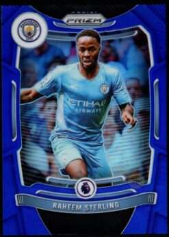 2021-22 Panini Prizm Premier League Blue Prizm Card 10 Raheem Sterling 318/340