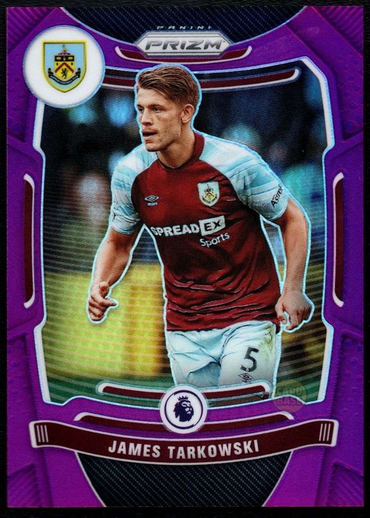 2021-22 Panini Prizm EPL Purple Prizm Card 62 James Tarkowski 95/99