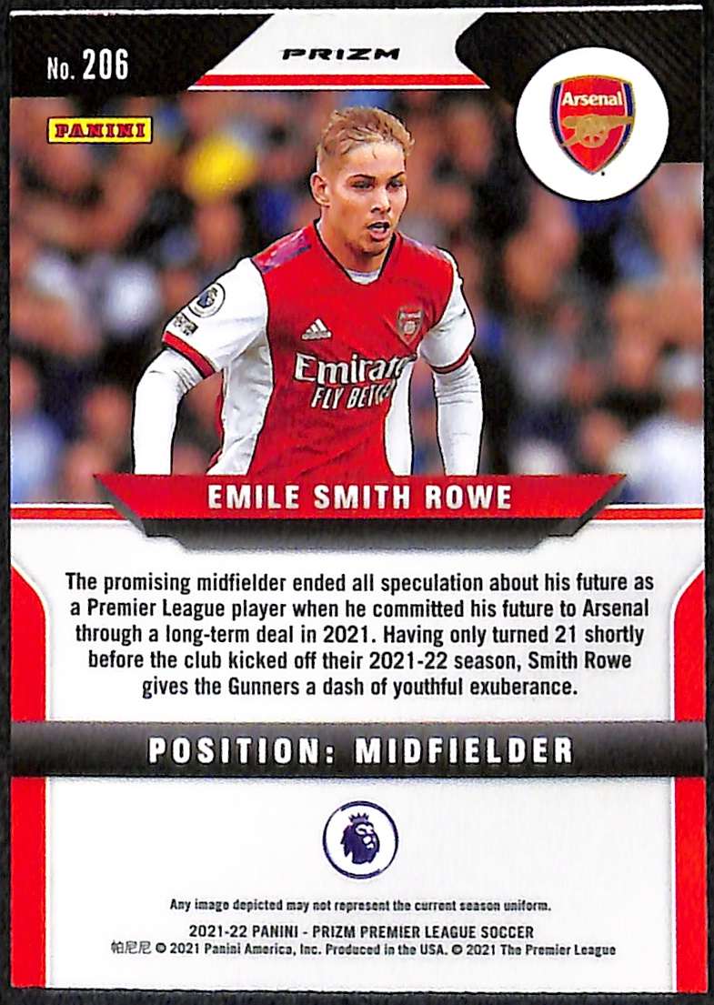 2021-22 Panini Prizm Premier League Red Ice Card 206 Emile Smith Rowe - Image 2
