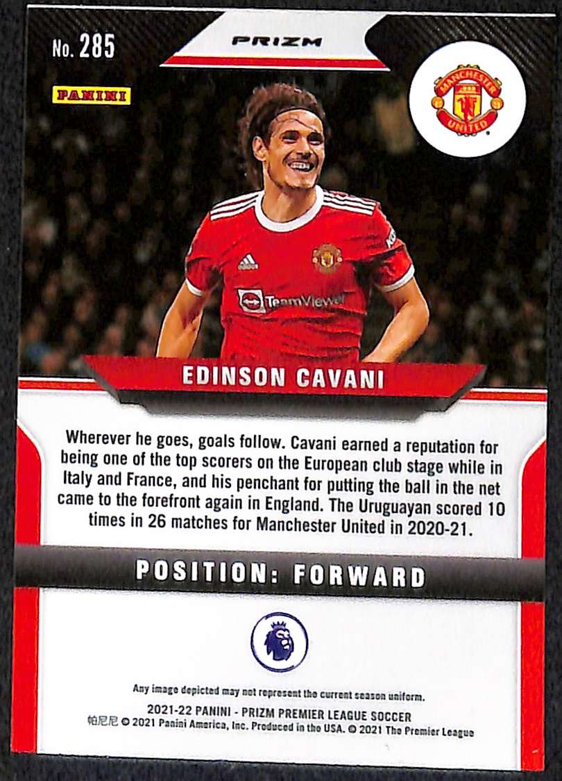 2021-22 Panini Prizm Premier League Red Ice Card 285 Edinson Cavani - Image 2