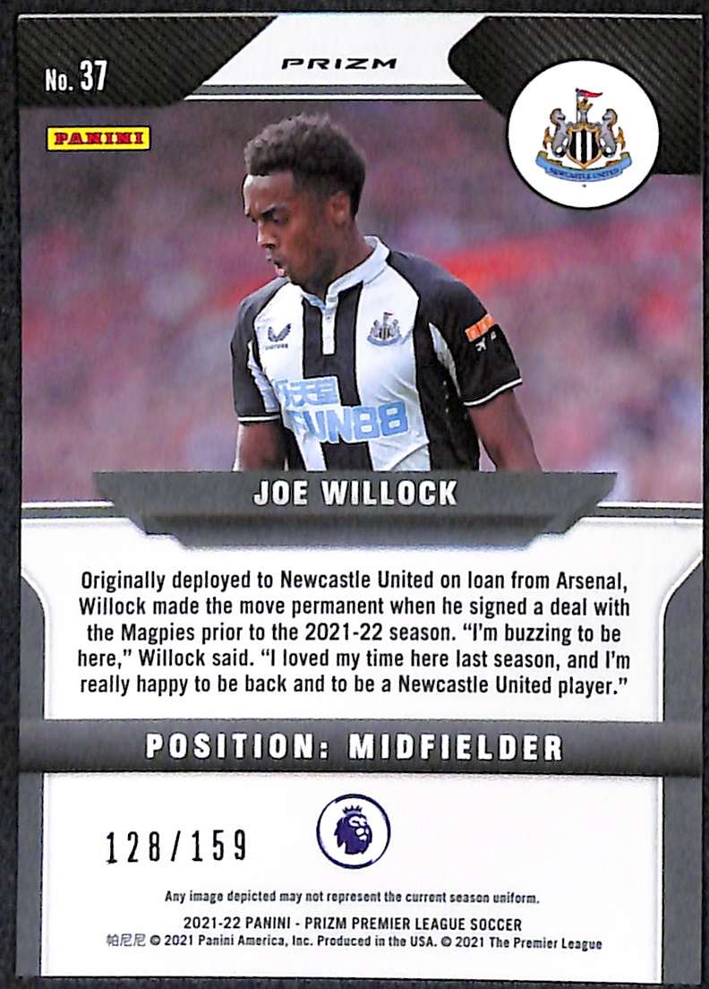 Joe Willock #37 2021-22 Newcastle Panini Prizm Red Mojo 128/159 - Image 2