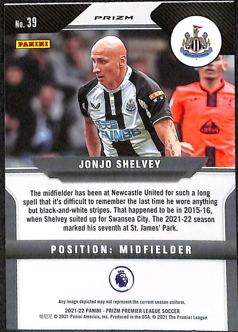 2021-22 Panini Prizm Premier League Red Mosaic Prizm Card 39 Jonjo Shelvey - Image 2