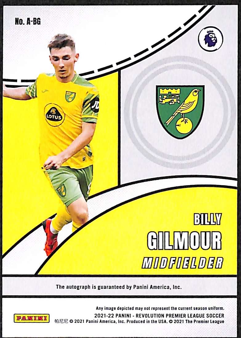 2021-22 Panini Revolution Premier League Autographs Card A-BG Billy Gilmour Auto - Image 2