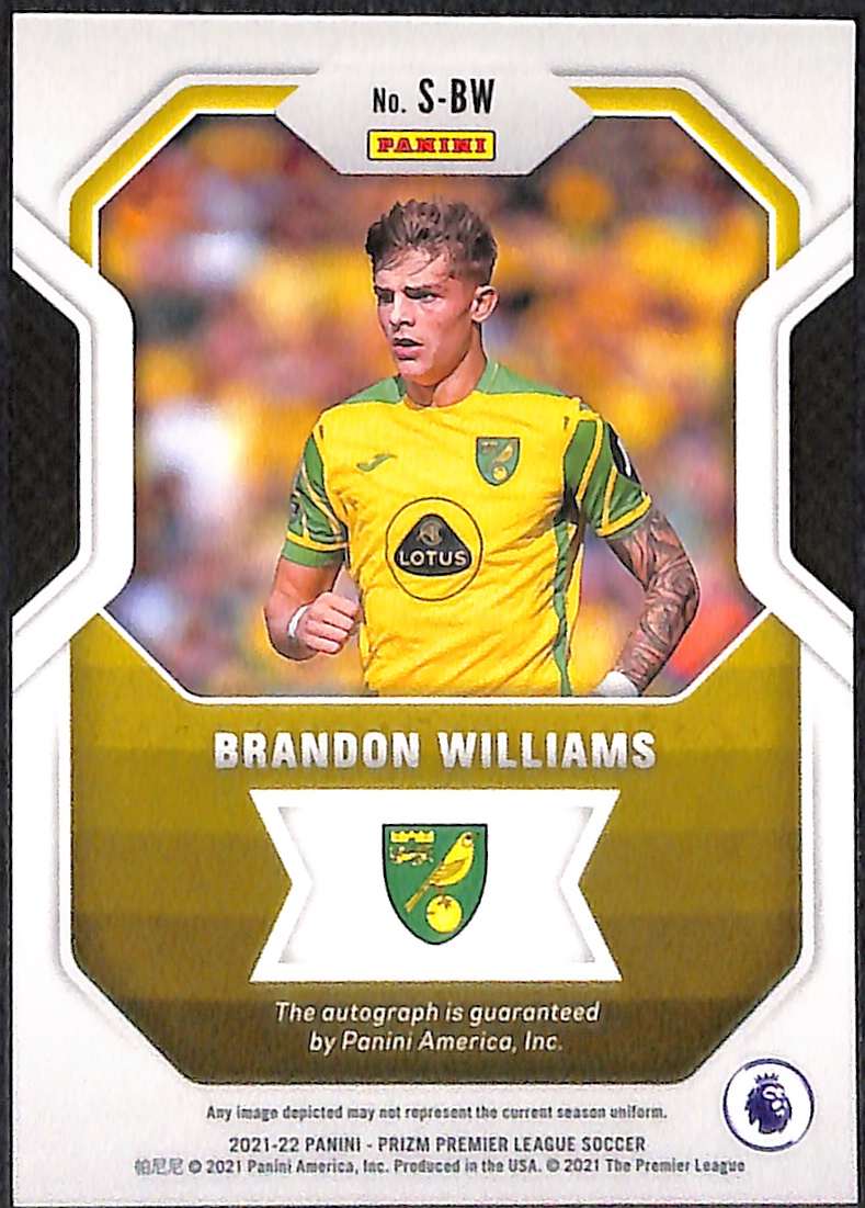 2021-22 Prizm Premier League Signatures Card S-BW Brandon Williams Auto - Image 2