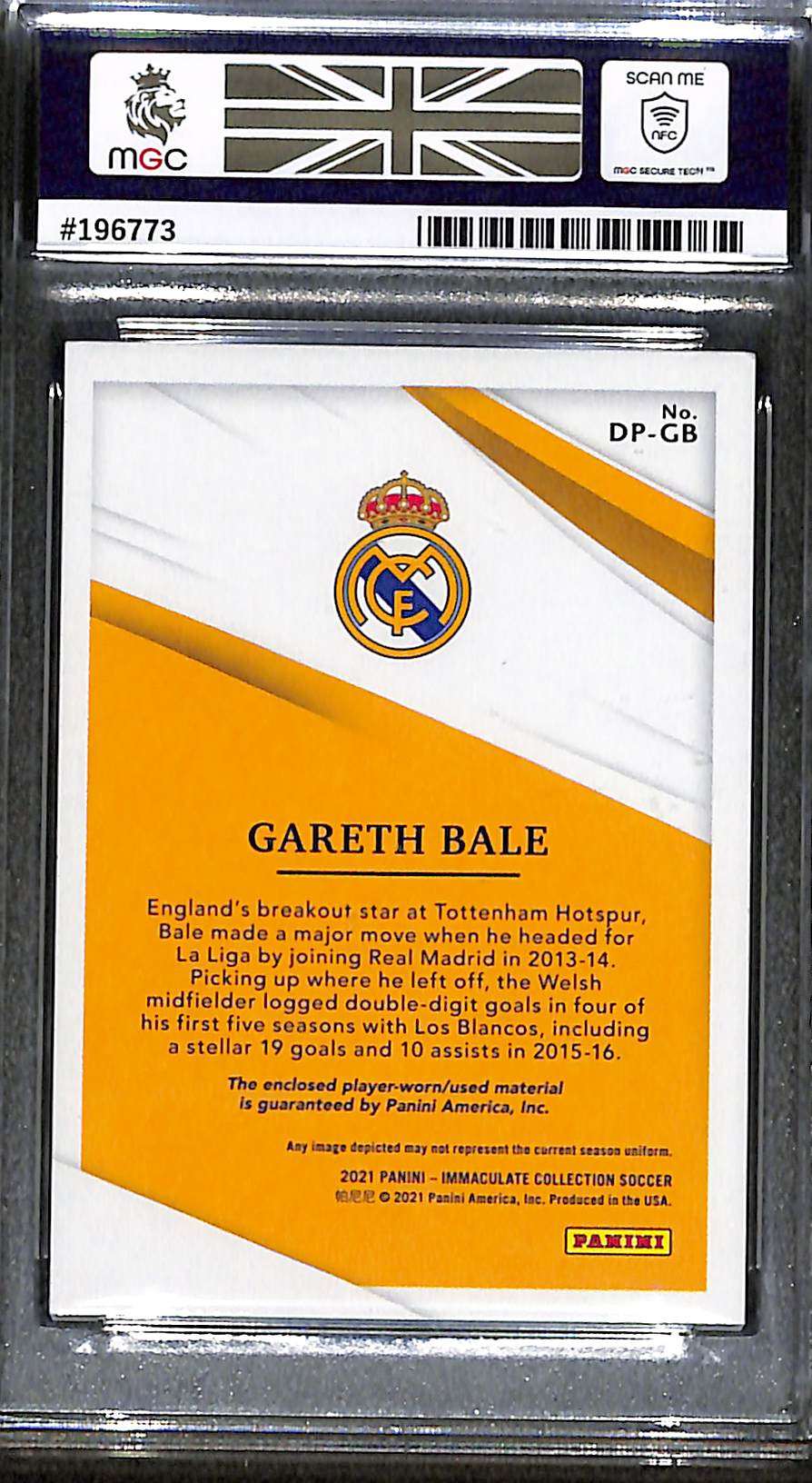 2021 Panini Immaculate Collection Gold Double Patch Gareth Bale 9/10 MGC 9 - Image 2