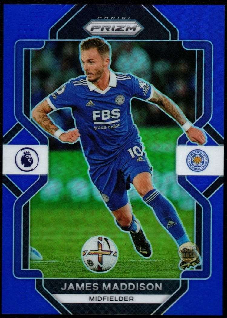 2022-23 Panini Prizm Premier League Blue Prizm Card 694 James Maddison 88/175