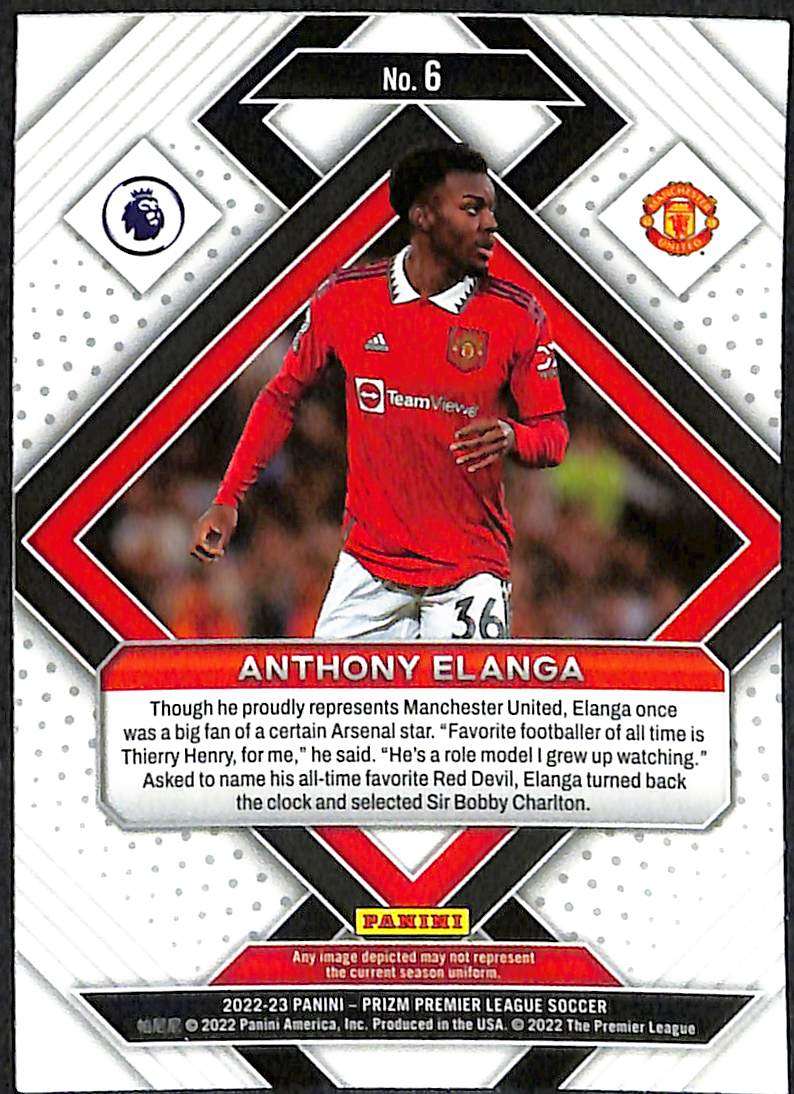 2022-23 Panini Prizm EPL Emergent #6 Anthony Elanga - Image 2