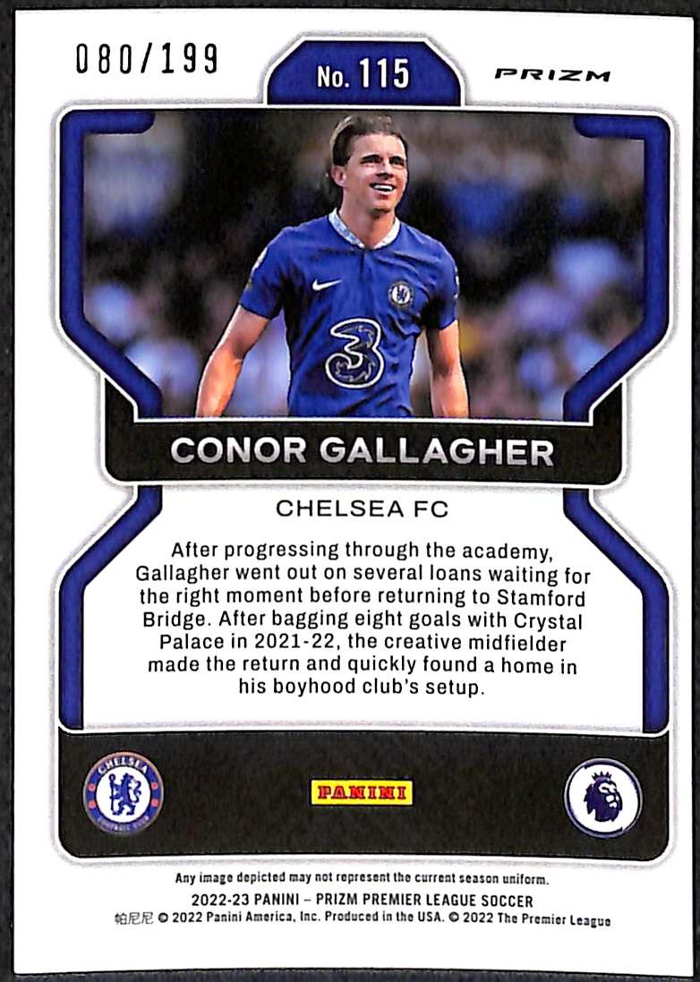 2022-23 Panini Prizm Premier League Pink Prizm Card 115 Conor Gallagher 80/199 - Image 3