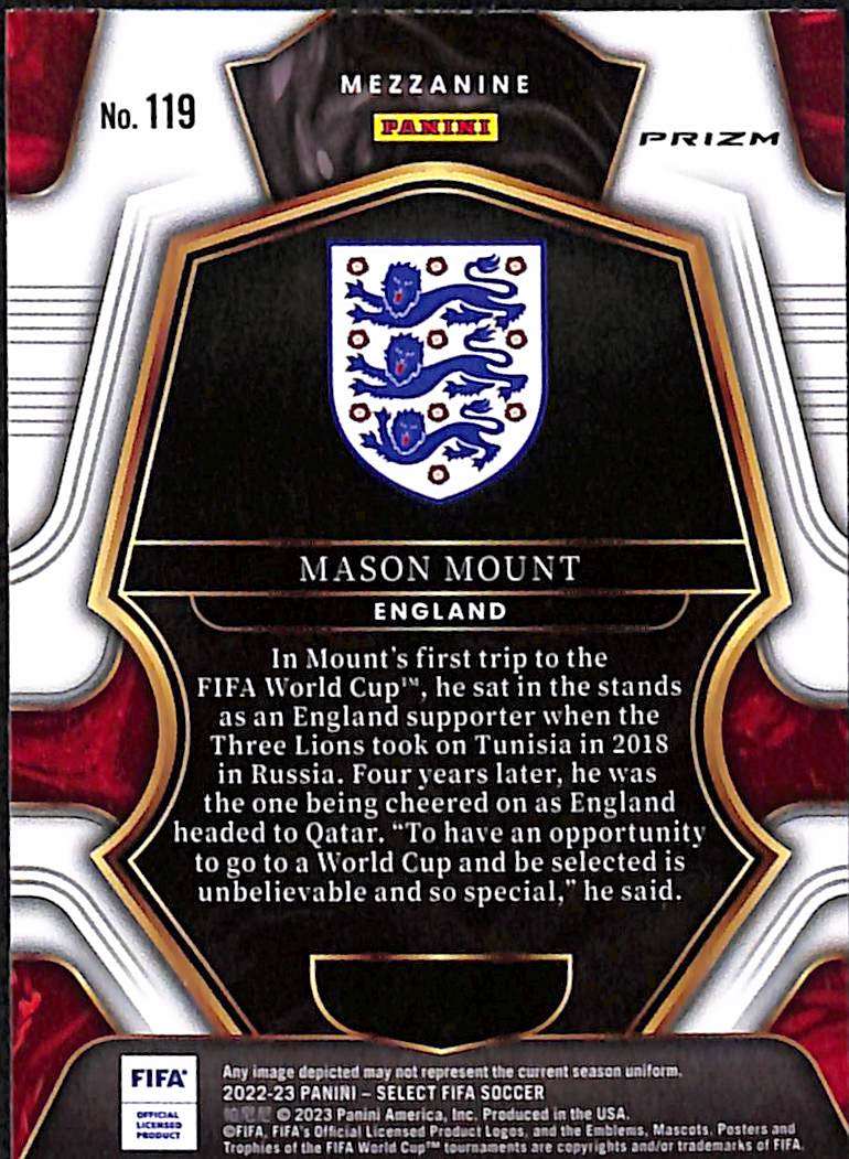 2022-23 Panini Select Fifa Red Wave Card 119 Mason Mount - Image 2