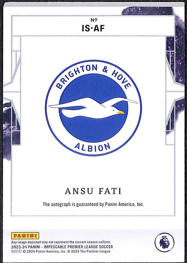 2023-24 Panini Impeccable Premier League Auto Card IS-AF Ansu Fati 21/99 - Image 2