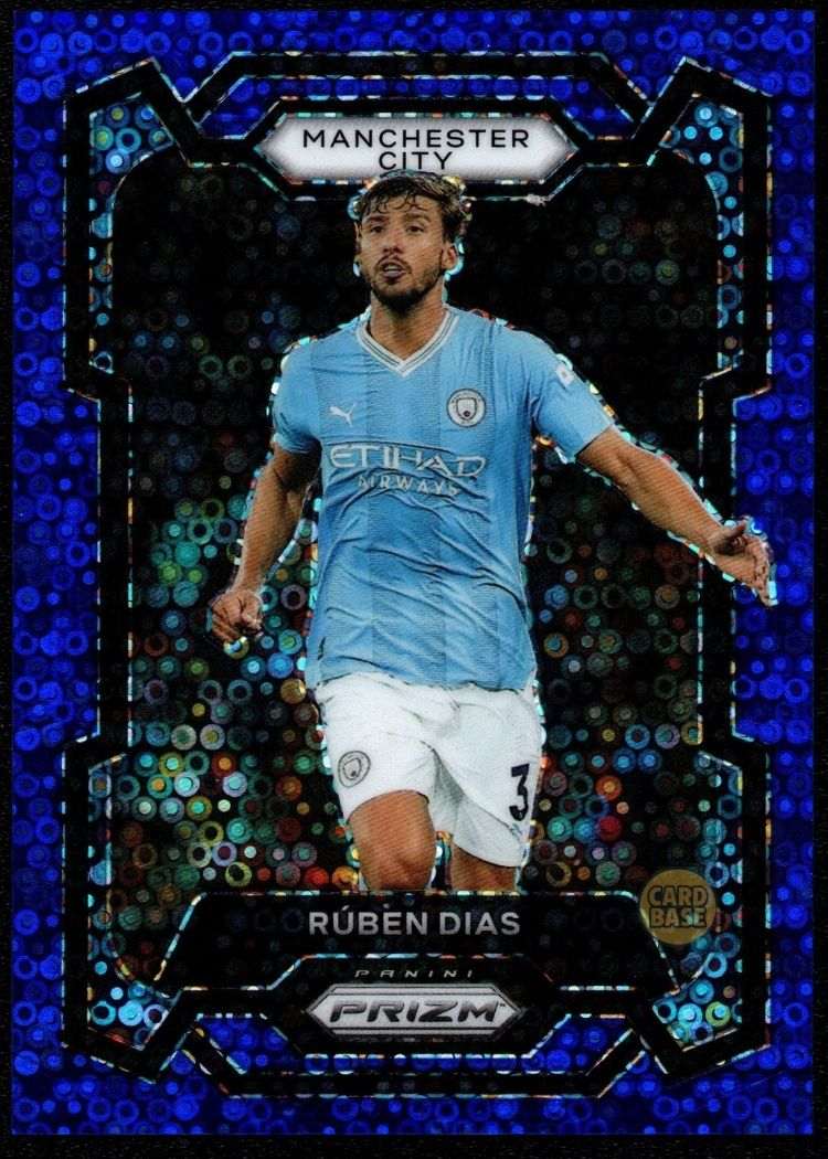 2023-24 Panini Prizm EPL Blue Breakaway Card 15 Ruben Dias 52/99