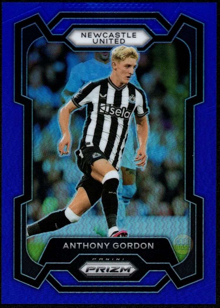 2023-24 Panini Prizm Premier League Blue Prizm Card 62 Anthony Gordon 20/299