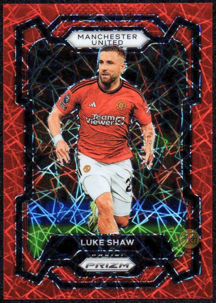 2023-24 Panini Prizm Premier League Red Laser Card 49 Luke Shaw 4/49