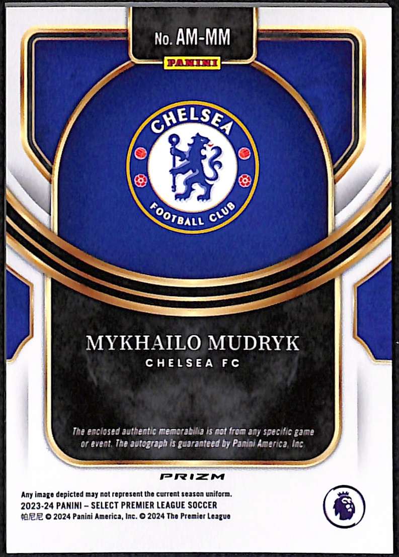2023-24 Panini Select Autographed Memorabilia Card AM-MM Mykhailo Mudryk Silver Auto Patch - Image 2