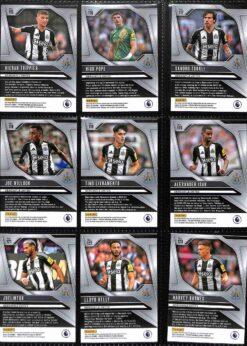 Newcastle United 2024-25 Panini Prizm Premier League team set page 2 showing player base cards