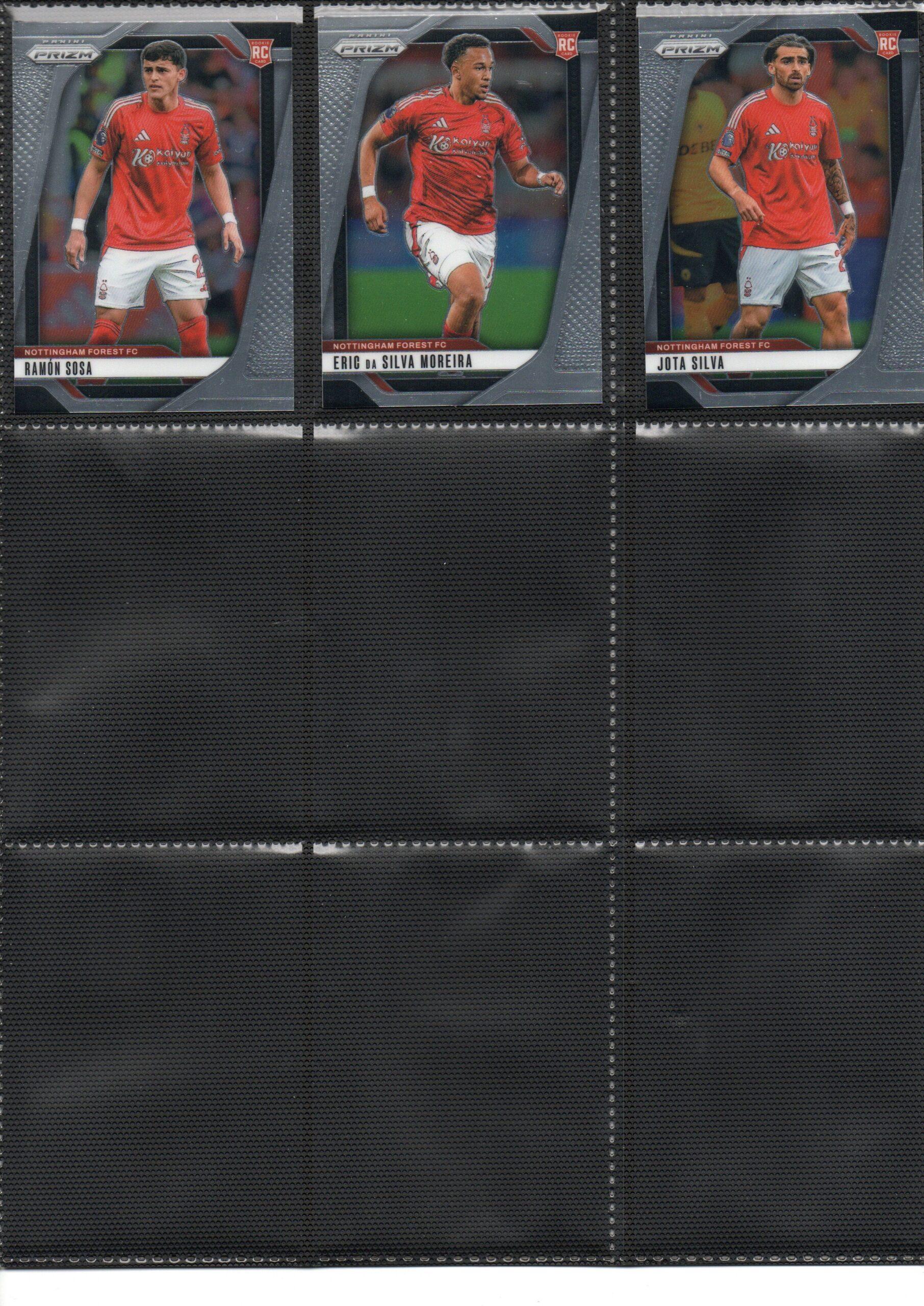 2024-25 EPL Panini Prizm Nottingham Forest trading cards page 2 front view
