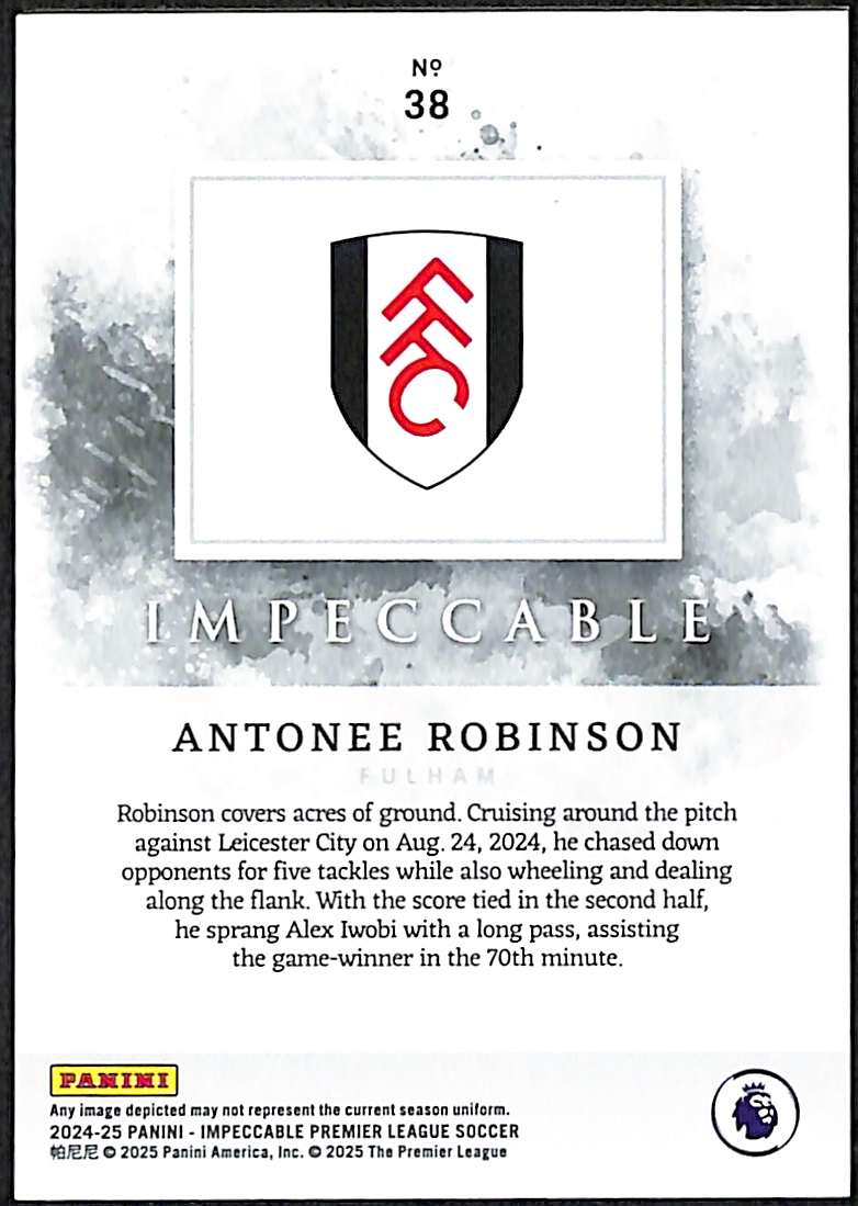 2024-25 Panini Immaculate Sapphire Card 38 Antonee Robinson 5/25 - Image 2
