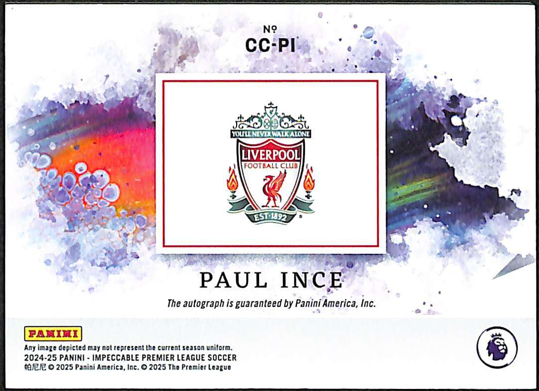 2024-25 Panini Impeccable Canvas Creations Auto CC-PI Paul Ince 40/49 - Image 2